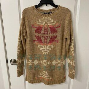 Lauren by Ralph Lauren Women's Long Sleeve Sweater. Brown Multicolor. PM. Grunge